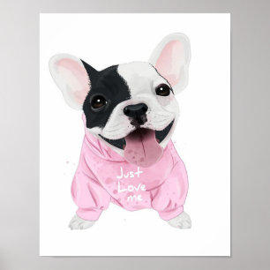 Poster Belle chienne à chien rousse française   Aimez-moi