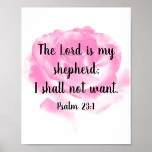Poster Belle Citation de la Bible Rose rose Le 23ème Psau