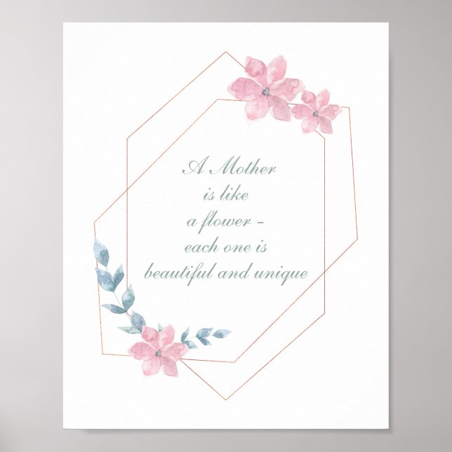 Poster Belle citation de mère géométrique florale (Devant)