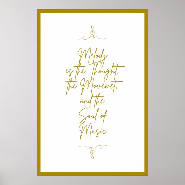 Poster Belle citation de musique dorée sur Arrière - plan (Devant)