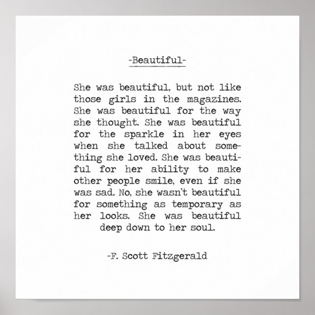 Poster Belle citation F Scott Fitzgerald (Devant)