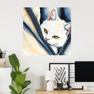 Poster Belle collection de chats d'aquarelle moderne mign