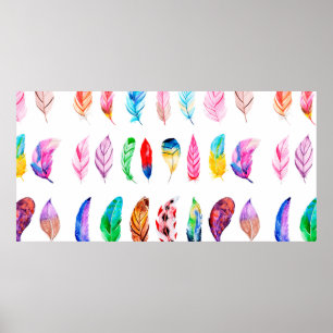 Poster Belle collection de plume d'aquarelle
