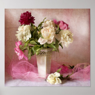 Poster Belle copie de toile de pivoines