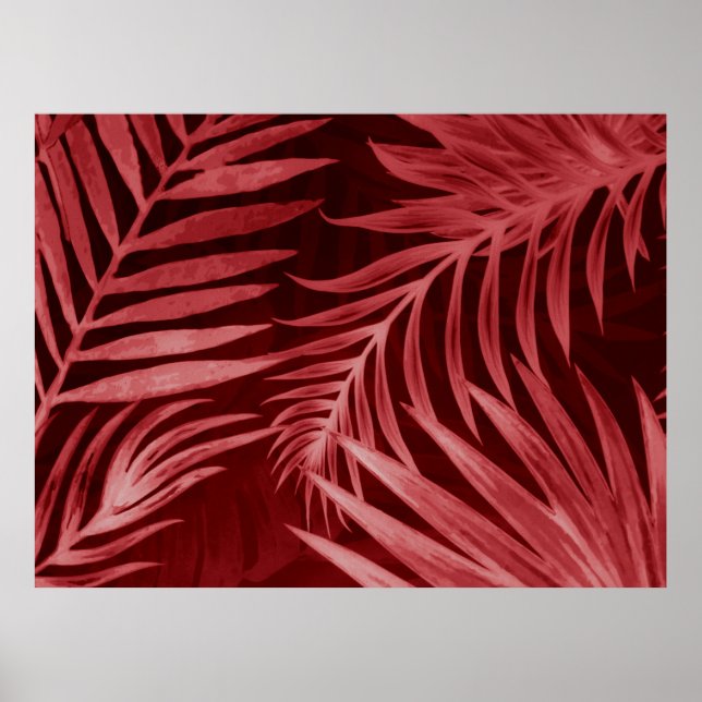 Poster Belle couleur abstraite rose et rouge fleurs sur b (Devant)