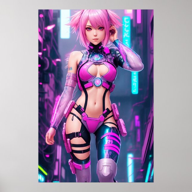 Poster Belle Cyberpunk Femme (Devant)