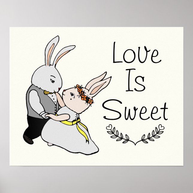 Poster Belle Danse Amour Bunnies | L'amour est Mariage (Devant)