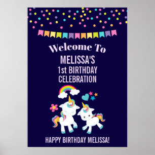 Poster Belle Danse Unicornes Magique Arc-en-ciel Annivers