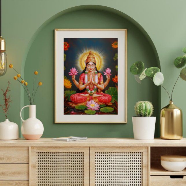 Poster Belle déesse Lakshmi Art Floral Traditionnel (Créateur téléchargé)