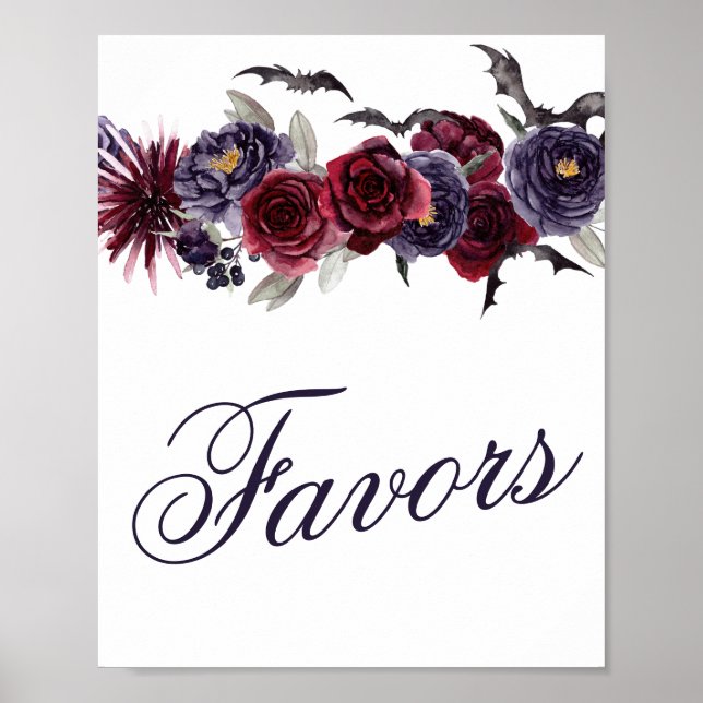 Poster Belle déplaisante | Chauves-souris florales gothiq (Devant)