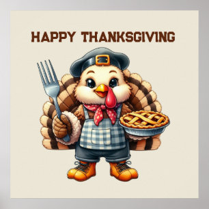 Poster Belle dinde de Bon thanksgiving