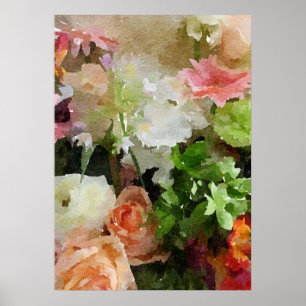 Poster Belle Eau Florale Peach, Rose & Green