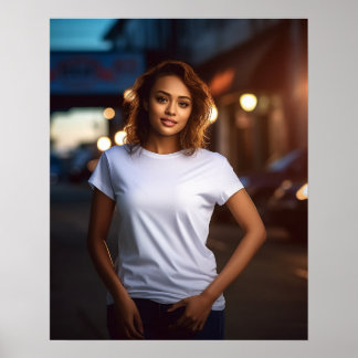 Poster Belle et belle femme aux cheveux frisés modèle