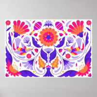 Belle et brillante Florale mexicaine Folk Art