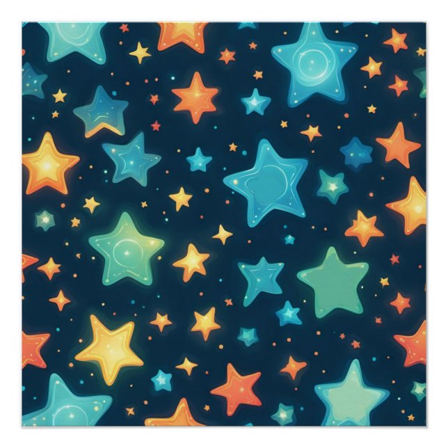 Poster Belle étoile brillante sur bleu (Devant)