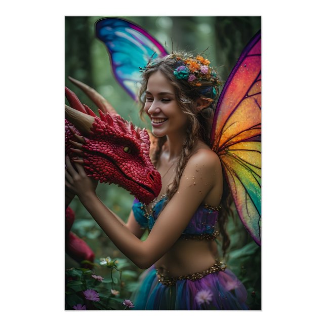 Poster Belle Fée Dragon Rouge (Devant)