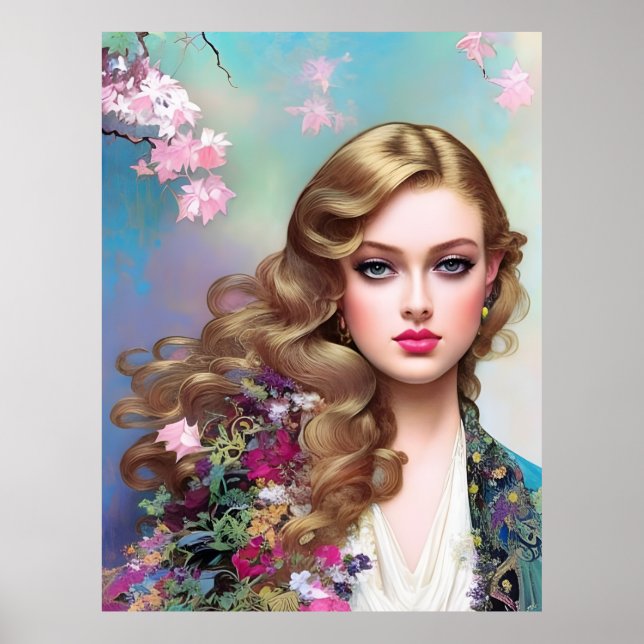 Poster Belle femme au printemps (Devant)