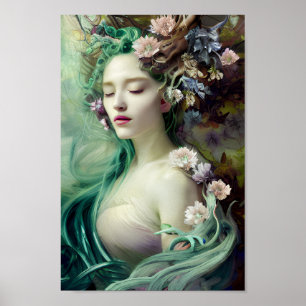 Poster Belle femme dans la peinture colorée nature   8  