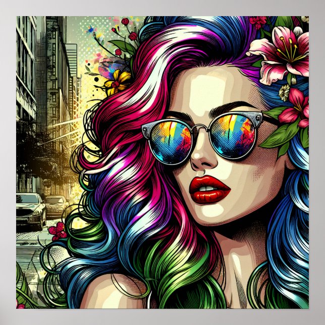 Poster Belle femme dans la ville (Devant)