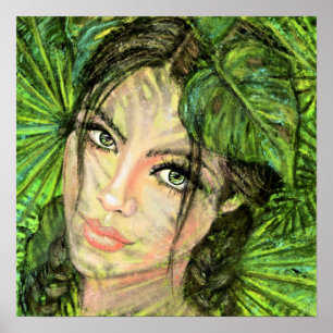 Poster Belle femme de la nature Art - Peinture originale