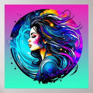 Poster Belle Femme Ethérée N'Arrête Jamais De Rêver