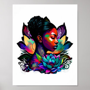 Poster Belle femme noire afro-reine Art amusant mignon Lo