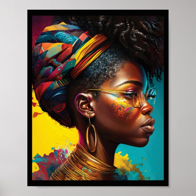Poster Belle femme noire avec un foulard (Devant)