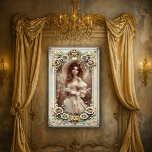 Poster Belle femme rococo en plein champ