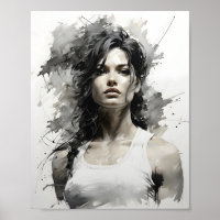 Belle Femme Sketch Portrait De Fitness Girl