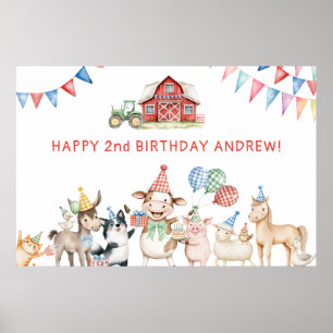 Poster Belle ferme Animaux Anniversaire Fête de la cour d