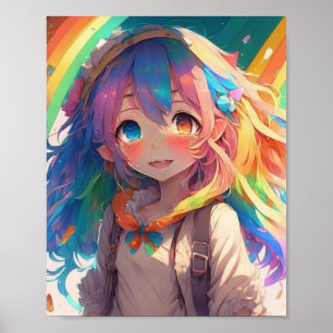Poster Belle Fille Anime Arc-en-Ciel