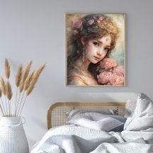 Belle fille aux roses roses roses