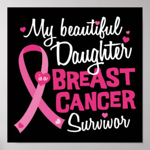 Poster Belle fille Cancer du sein Survivant Maman Papa