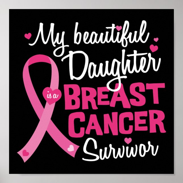 Poster Belle fille Cancer du sein Survivant Maman Papa (Devant)