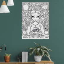 Belle fille dans un café