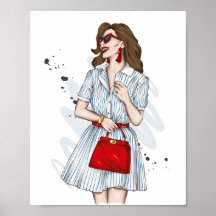 Belle fille en vêtements élégants avec mode acc