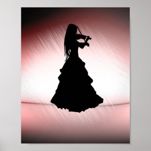 Poster Belle Fille Gitane Joue du Violon