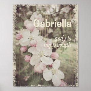 Poster Belle fleurs de cerise Nom personnalisé avec signi