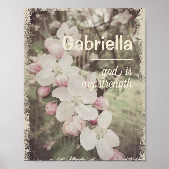 Poster Belle fleurs de cerise Nom personnalisé avec signi (Devant)
