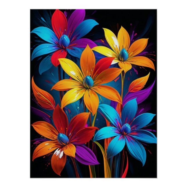 Poster Belle Fleurs multicolores Design-32908 (Devant)