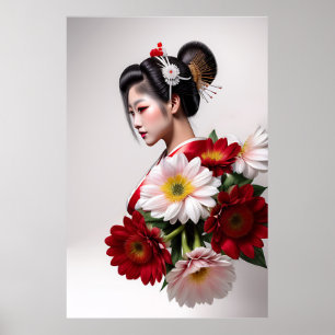 Poster Belle Geisha rouge (c)