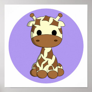 Poster Belle girafe kawaii dessin animé en pépinière