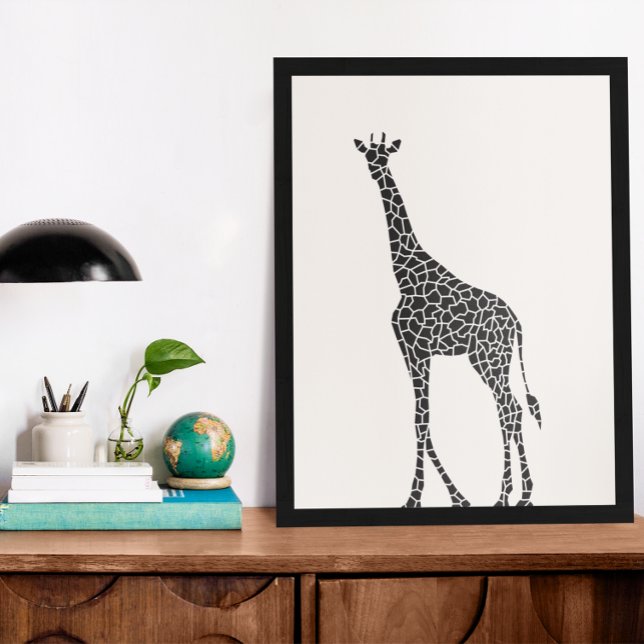 Poster Belle Giraffe sauvage noire et blanche (Créateur téléchargé)