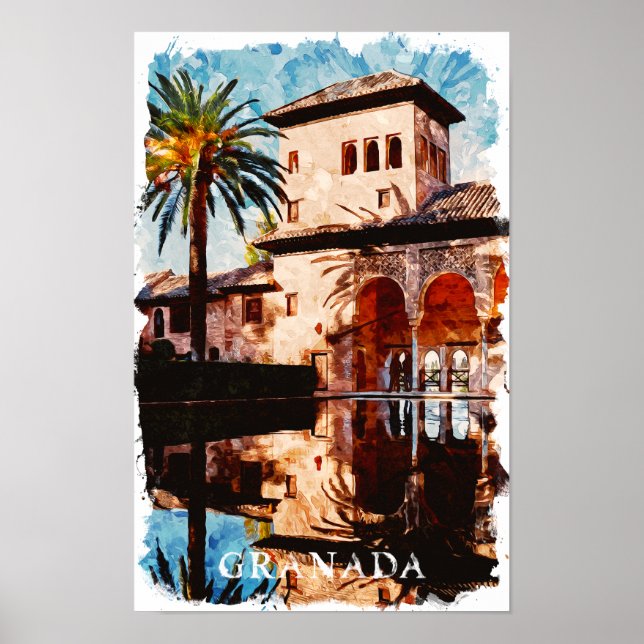 Poster Belle Grenade Espagne Alahmbra Voyage (Devant)
