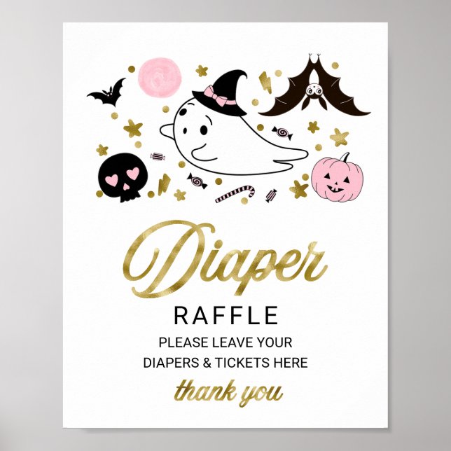 Poster Belle Halloween Baby shower Déchets Signe Raffin (Devant)