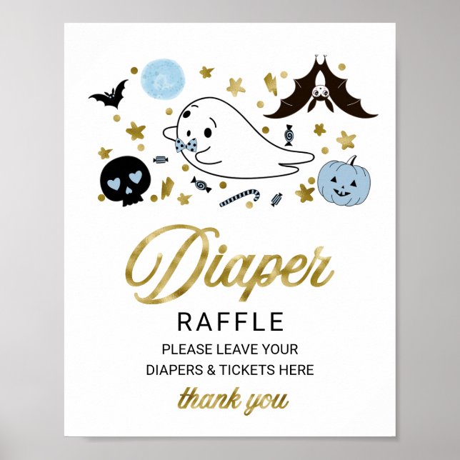 Poster Belle Halloween Baby shower Déchets Signe Raffin (Devant)