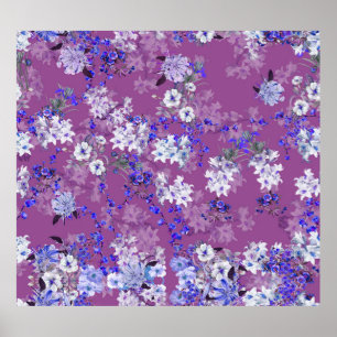 Poster Belle huile Peint Fleurs et Branches Minuscule Fl