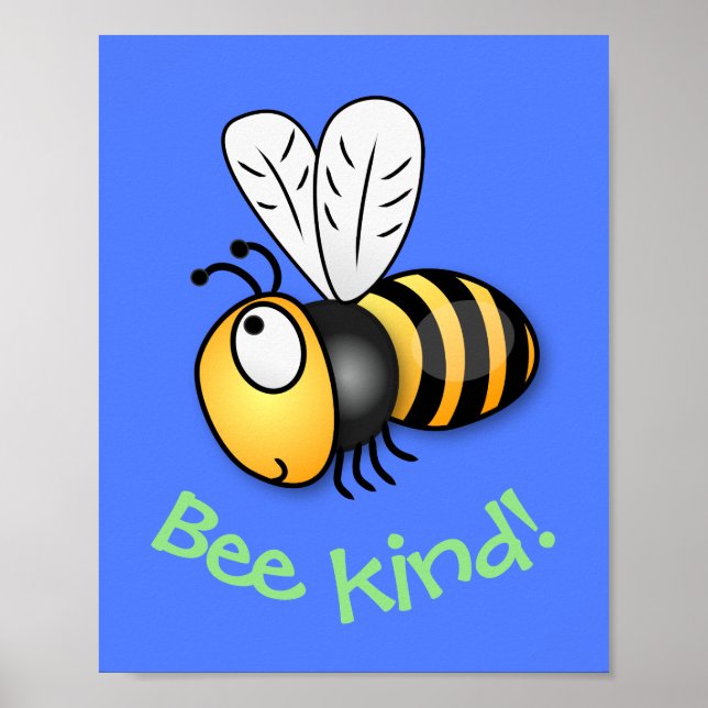 Poster Belle illustration de dessin humoristique d'abeill (Devant)