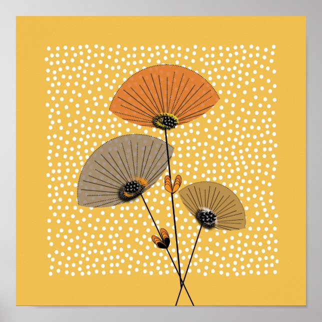 Poster Belle illustration de fleurs rétro (Devant)