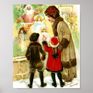 Poster Belle illustration de Noël Vintage
